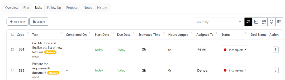 View tasks View tasks