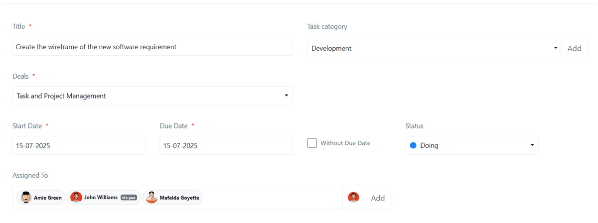 Create task under deals Create task under deals