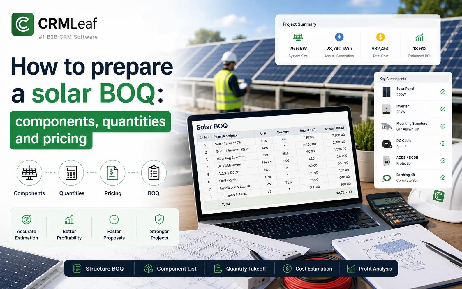 How to prepare a solar BOQ: components, quantities and pricing