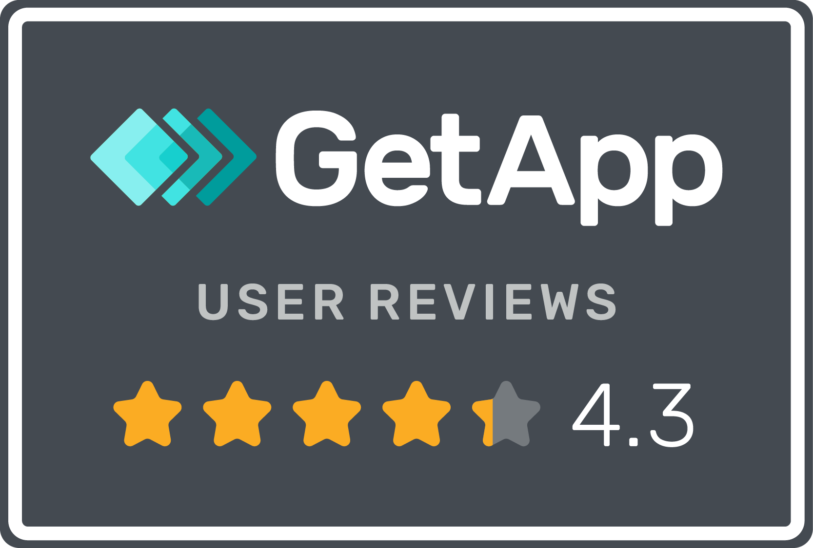 GetApp user reviews rating: 4.3 out of 5